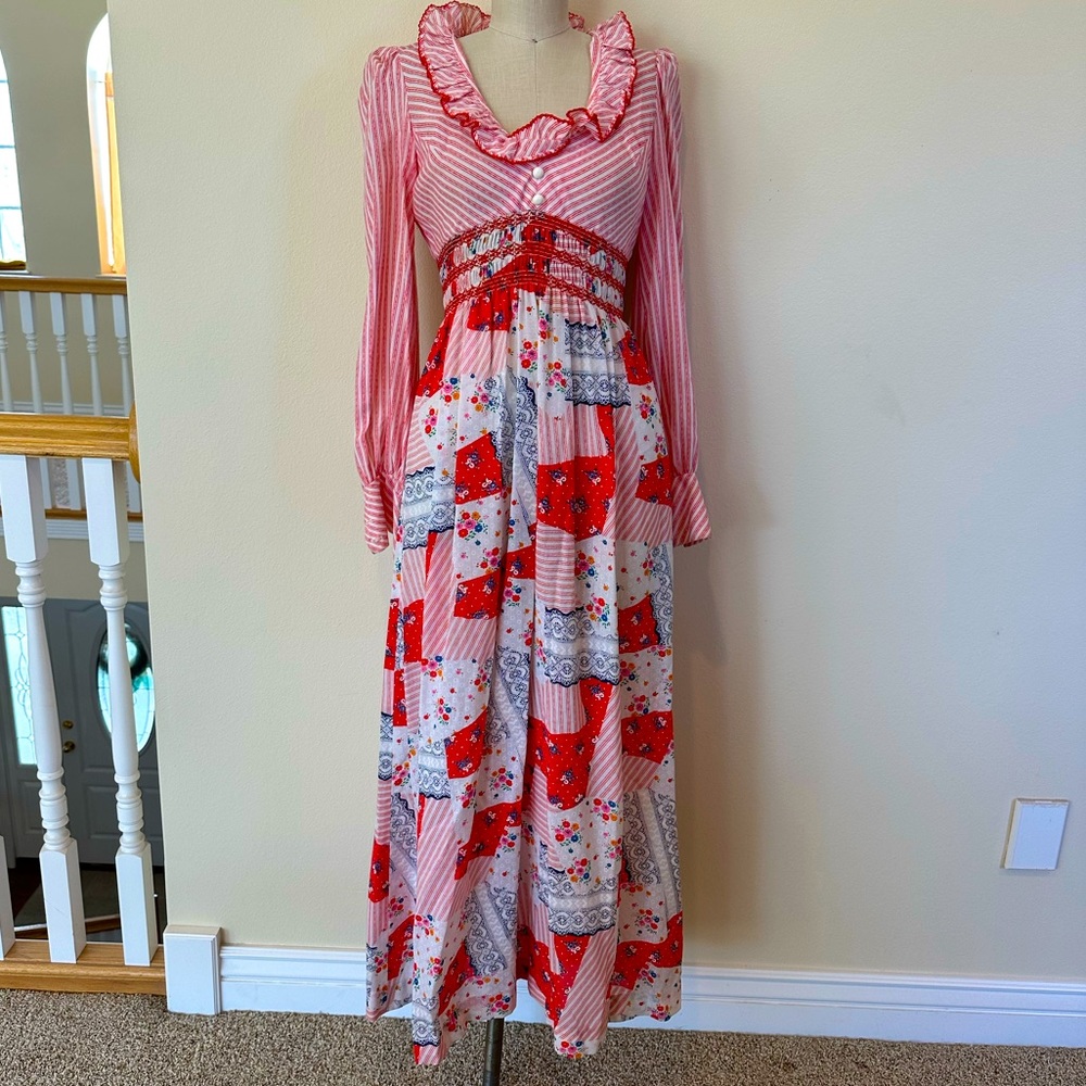 Candi Jones California Vintage Long Sleeve Dress Small 70’s